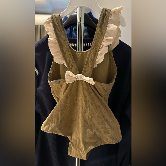 Eberjey Khaki Green Girls Swimsuit Size 8. Lace pattern  In excellent condition - Picture 2 of 8